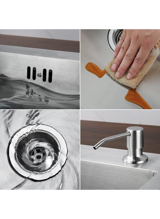 المفتاحة حوض مطبخ من الفولاذ المقاوم للصدأ 60 × 45 سم | حوض مدمج ذو حوض واحد | لون فضي | طقم حوض مطبخ متين للاستخدام المنزلي والتجاري - Image 4